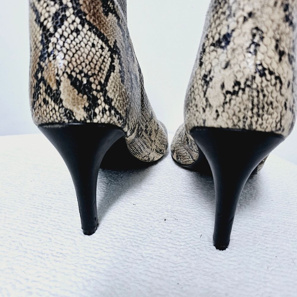 Torrid Snake Print Open Toe Heeled Booties 9.5 Wi… - image 4